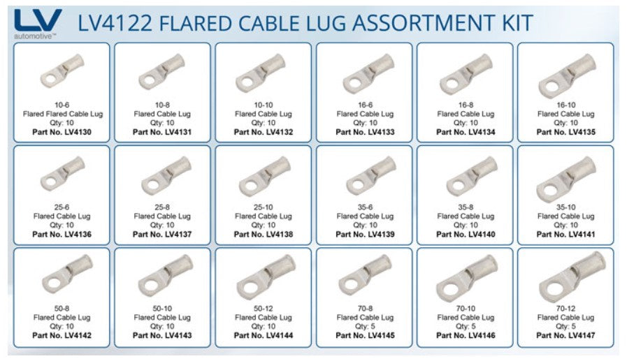 CABLE LUG ASSORTMENT 165PCS BELL MOUTH ENTRY
