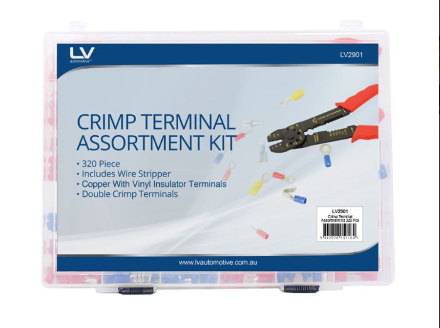 CRIMP TERMINAL ASSORTMENT KIT 320PCS X TERMINALS + CRIMPER