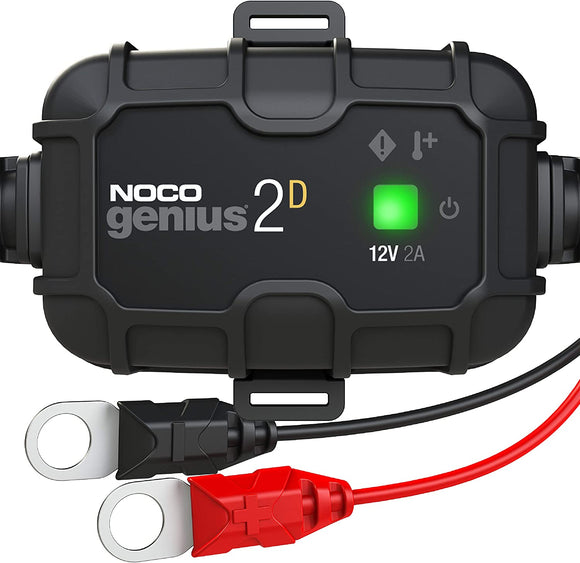 NOCO GENIUS2DAU, 2-Amp Direct-Mount Onboard Charger, 12V Battery Charger, Battery Maintainer, and Battery Desulfator with Temperature Compensation