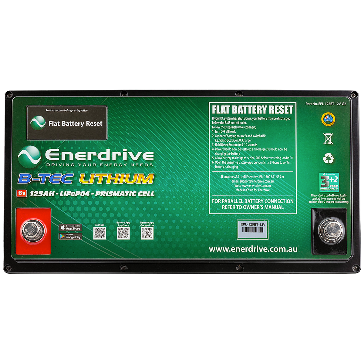 Enerdrive B-TEC 12V 125Ah G2 Lithium Battery