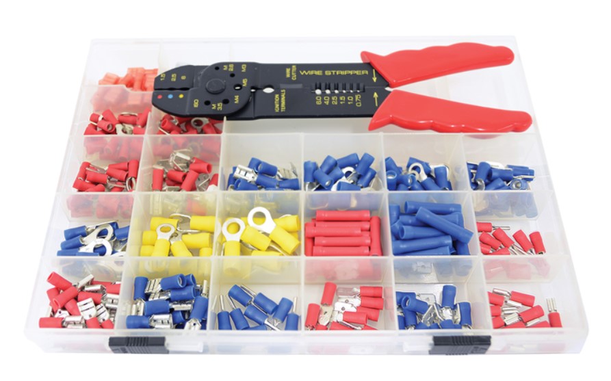 CRIMP TERMINAL ASSORTMENT KIT 320PCS X TERMINALS + CRIMPER