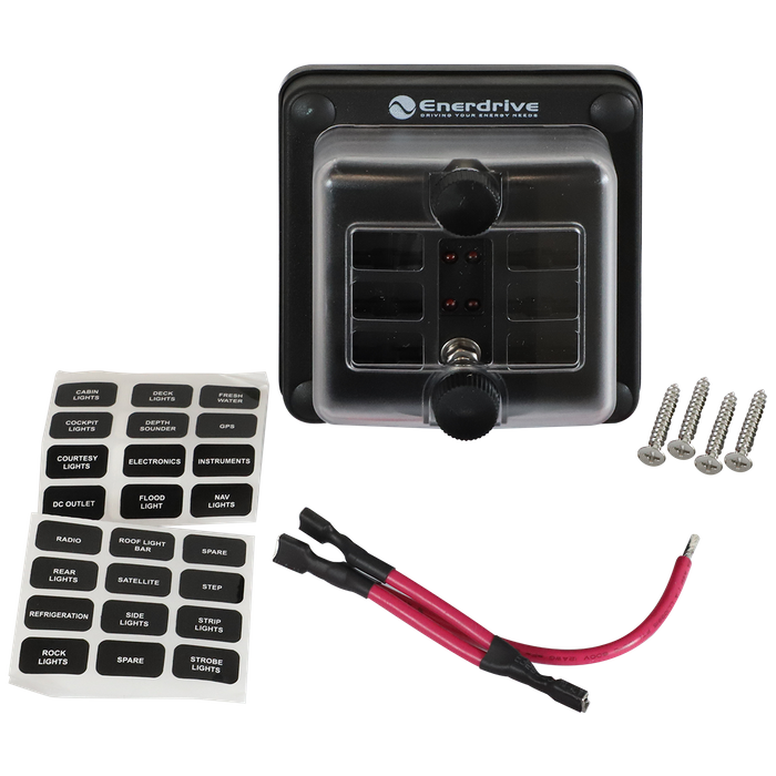Enerdrive Fuse Block Panel Mount 6 In 6 Out with LEDs